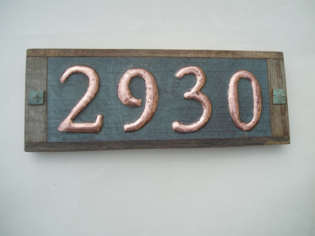 Number 2930 in copper and weathered oak